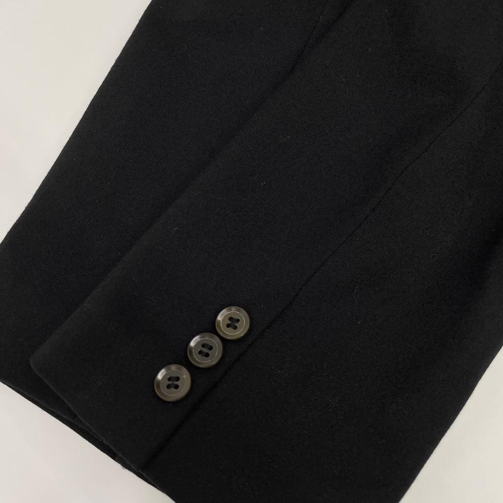 Yohji Yamamoto 07AW FX-J39-109 Black wool lamb leather tape center vent peak lapel mid-length coat Jacket 1 blackUsed