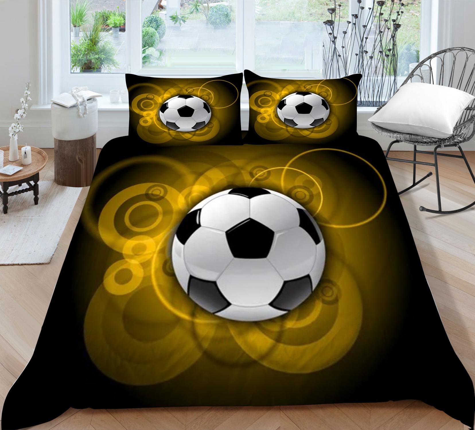 

3D Постельное белье Комплект Футбол Печать Наволочка Очаровательный Пейзаж Кровать Одеяло Чехол Домашний текстиль Дети Стеганые покрытия Single 135x200cm