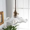 The Nordic brass chandelier glass chandelier Japanese restaurant corridor balcony bedroom lotus leaf absorb dome light