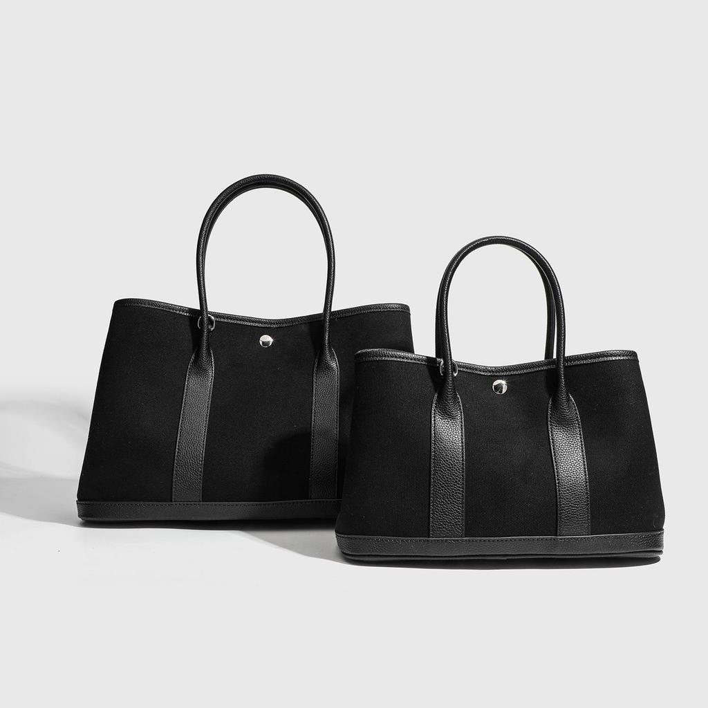 Große Handtasche aus Leder und Canvas in Kontrastfarbe – 2025 neue Tragetasche für Mutter und Kind, Schultertasche, Umhängetasche für Damen