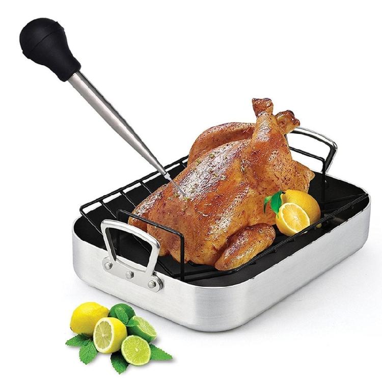Kitchen Stainless Steel Turkey Baster with 2 Marinade Needle and Cleaning Brush