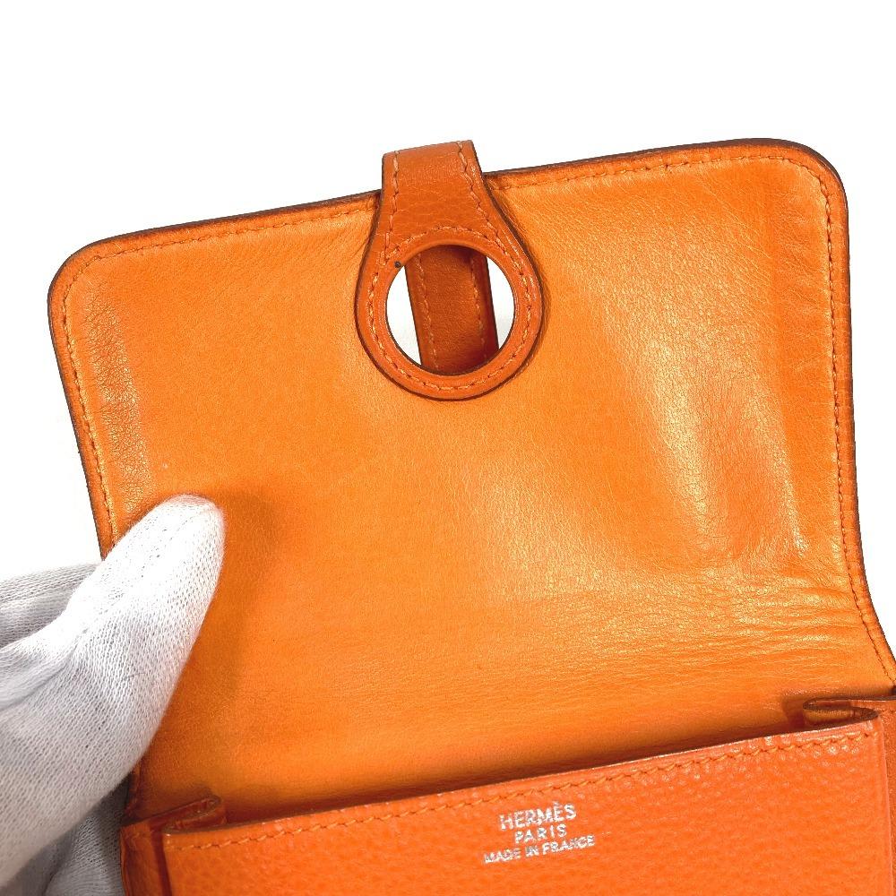 HERMES Serie Dogon logo Bifold card holder/pass case with key chain Card Case