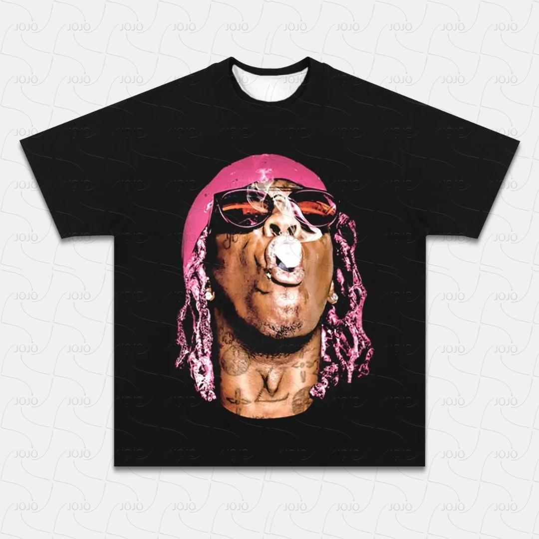Рэпер Young Thug Ретро Графическая Американская Футболка Мужская Хип-Хоп Одежда Y2k Унисекс Мода Оверсайз Гетто Гангстерский Топ S