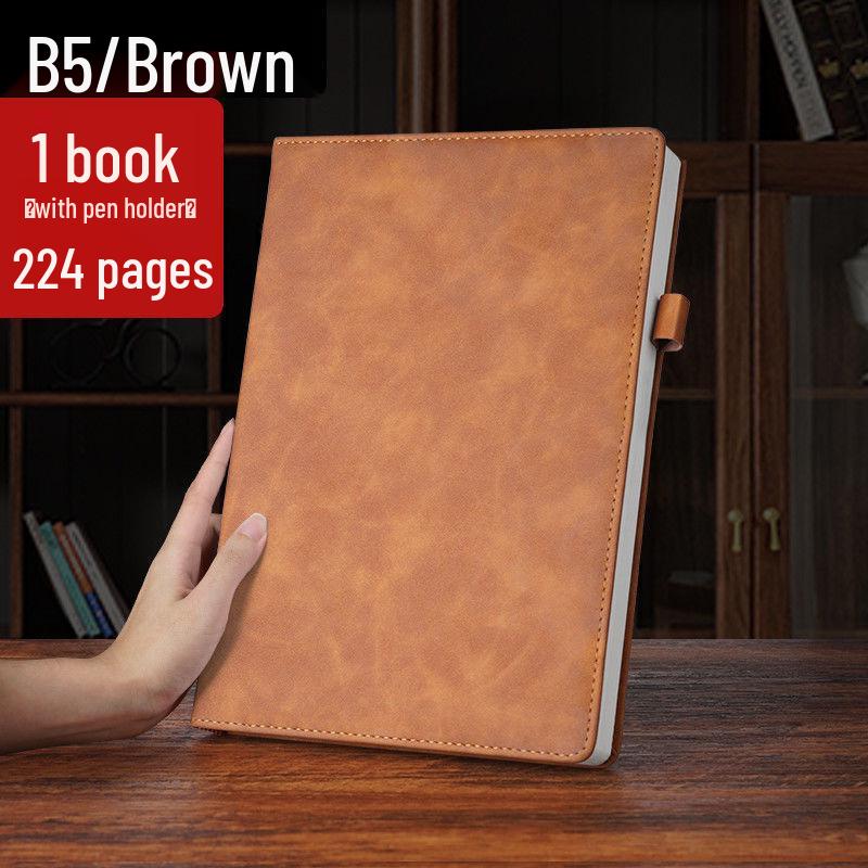 Extra Thick Soft Leather Business Meeting Notebook, Large Size