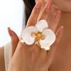 Exaggerated Metal Flower Ring For Women  Dripping Oil Irregular Opening Adjustable Finger Jewelry Accessories