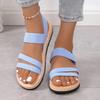 Ladies Shoes 2025 Open Toe Women's Sandals Summer Elastic Band Casual New Plus Size Concise Best Seller Flat Sandals