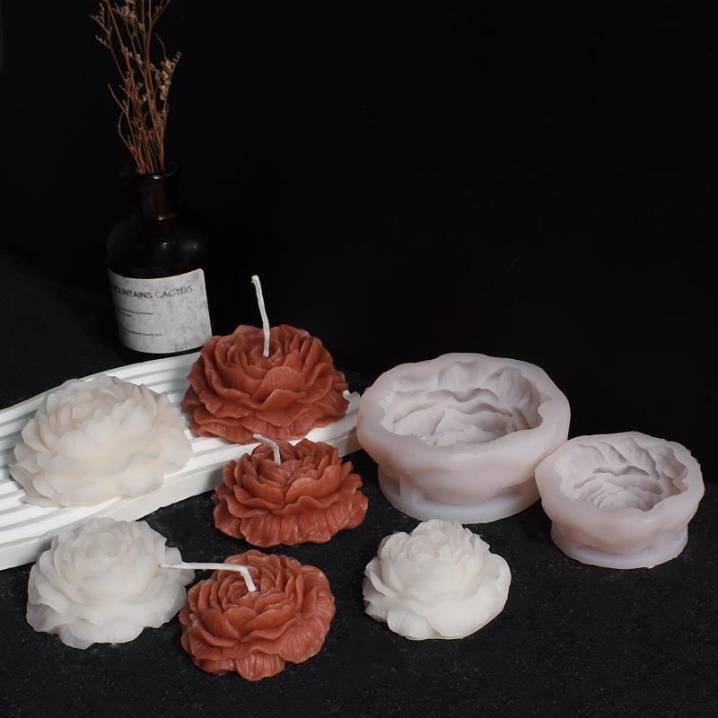 3D Peony Silicone Candle Mold DIY Handmade Flower Aromatherapy Plaster Resin Soap Making Supplies Cake Baking Mold Home Decor
