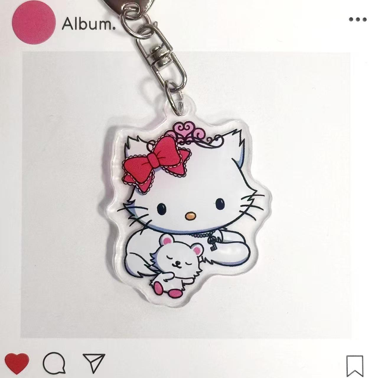 Sanrio Hello Kitty Acrylic Keychain - Anime Cartoon Character Pendant Accessory
