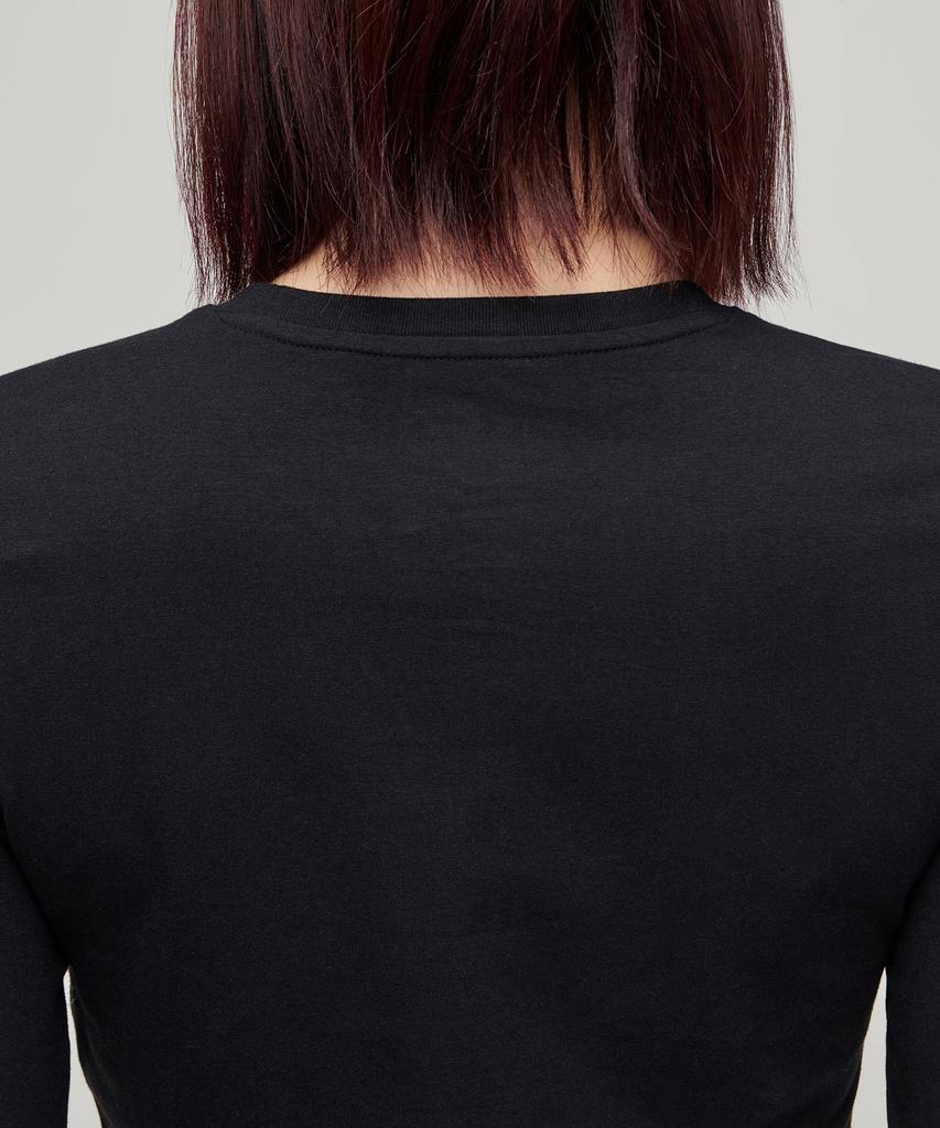 MUSINSA STANDARD WOMAN Women'S Slim Crop Crew Neck Long Sleeve T-Shirt [Black]