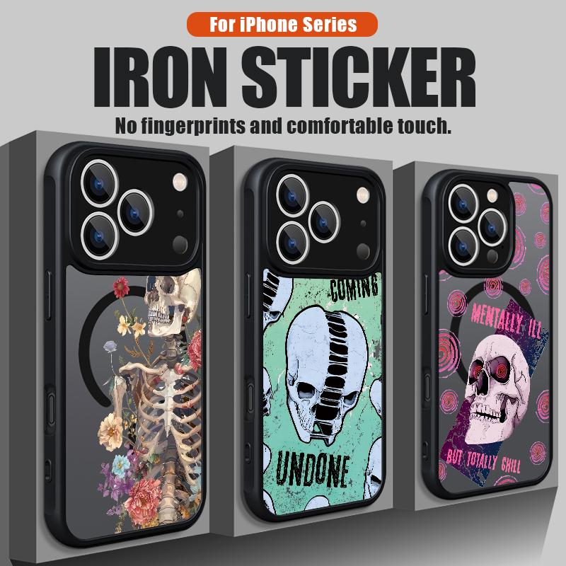 Creative Skull Pattern Magnetic Phone Case For iPhone 17e 17 16 15 14 13 Pro Max 16e 11 For Magsafe Wireless Charge Hard Cover