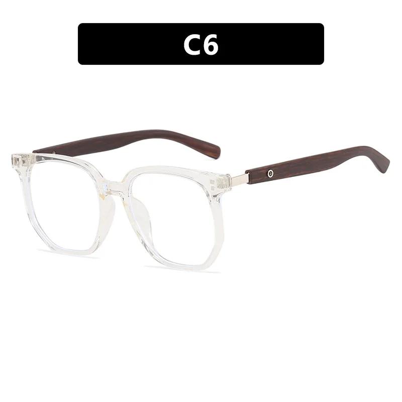 Quadratische Herren-Myopie-Brille mit Holzmaserung-Bügeln und Metallnieten Kurzsichtigkeitsbrille 0 -0.5 -1 -1.25 -1.5 -1.75 -2.0 Bis -6