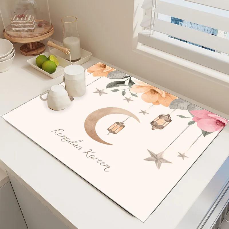 

Коврик для сушки кофейных чашек с рисунком черного цвета, нескользящий впитывающий коврик, диатомовые водоросли, столовые приборы, слив для кухонной стойки, слив для кофейного бара 30x40cm