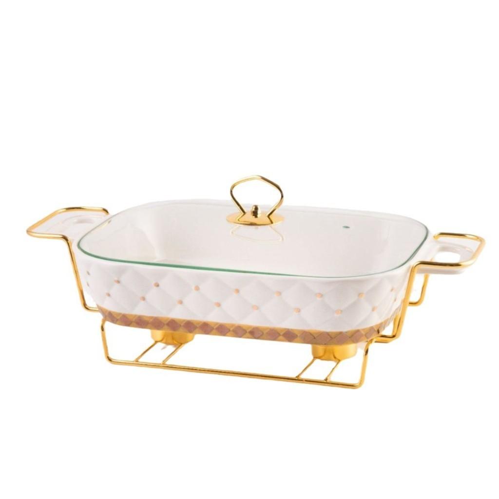 Haushalts-Backform mit großer Kapazität, goldfarben, Trockensuppentopf, kreativer Topf, leichter Luxusstil, goldener Punkt, Keramik-Suppentopf