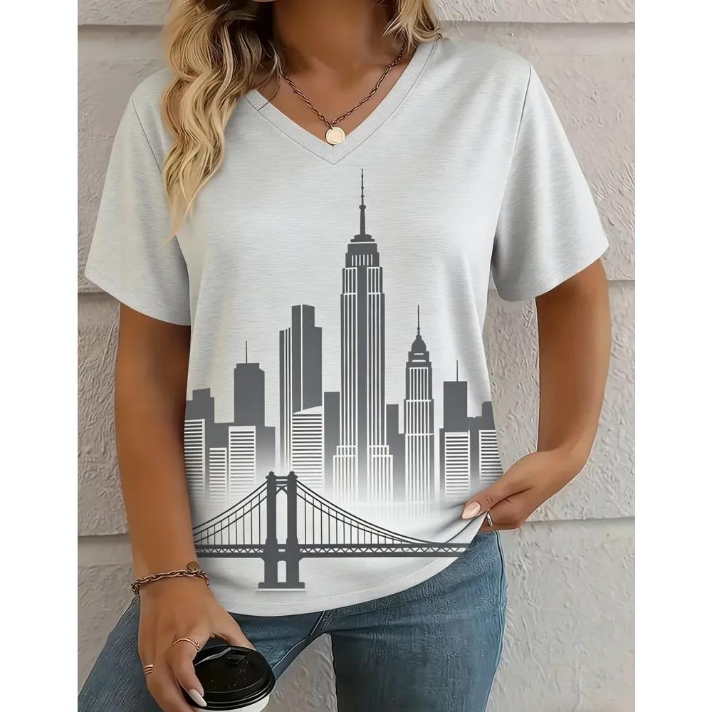 Comfortable Loose Daily Versatile Women s Top V-neck Short Sleeve Breathable T-Shirts Women’s S