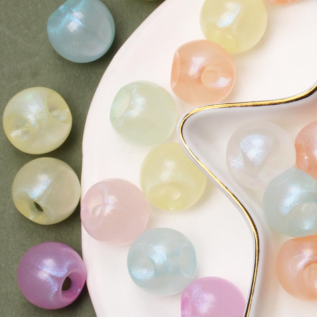 10pcs DIY Handmade Materials Necklaces Jewelry Marking Beads Lustrous for Earrings Loose Beads Round Bbeads Slant Hole