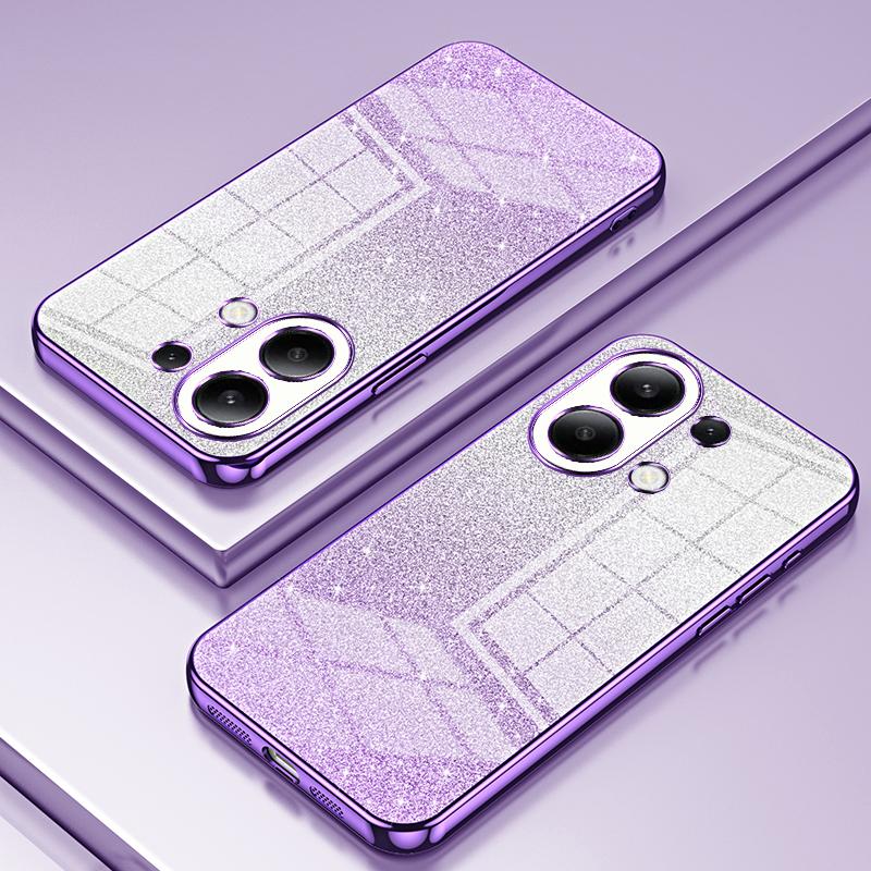 

Чохли для мобільних телефонів Xiaomi Redmi Note 13 4G з гальванічним покриттям, стійкі до падіння, градієнтний блиск, ТПУ оболонка Black