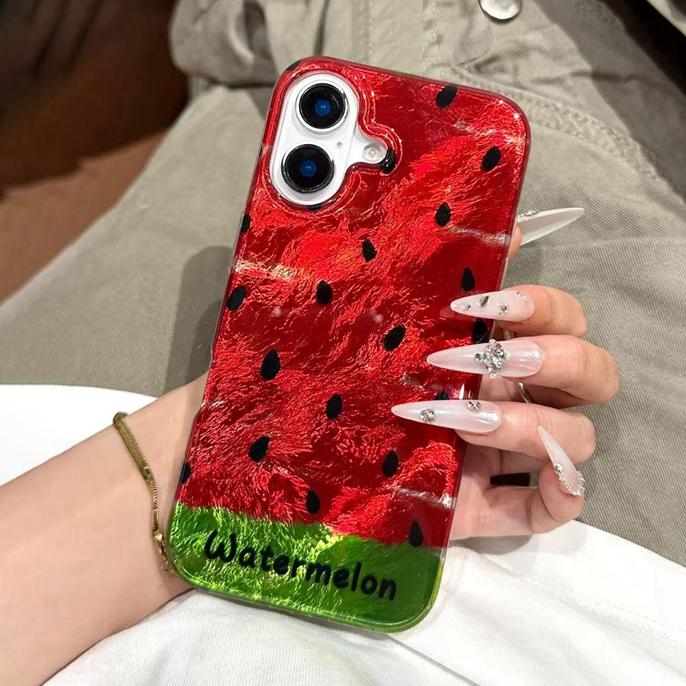 Watermelon Cherry Fruits Glacier Texture Phone Case for iphone 16 15 14 7 8 Plus 13 11 12 Pro Max X XS XR SE 2022 Back TPU Cover