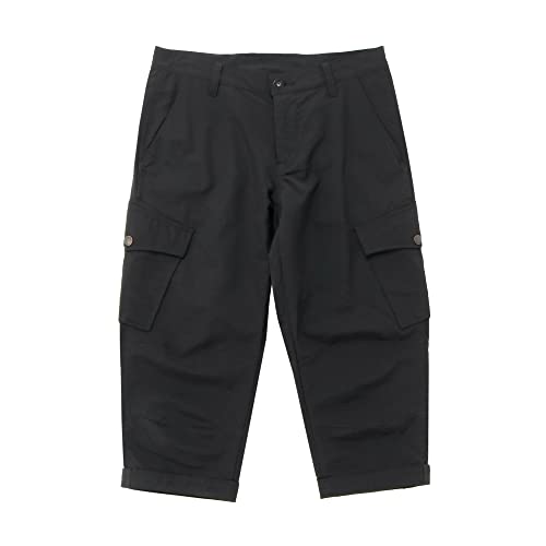 Black cropped pants with belted hem