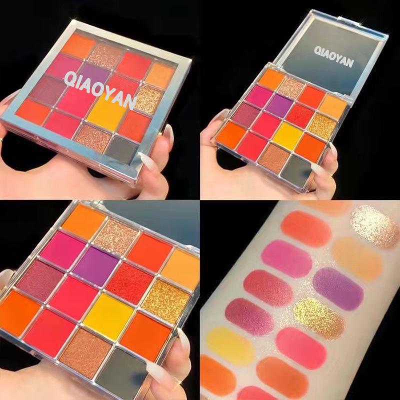 16-Color Rainbow Flower Fairy Eyeshadow Palette - Shimmer & Matte Nude Makeup