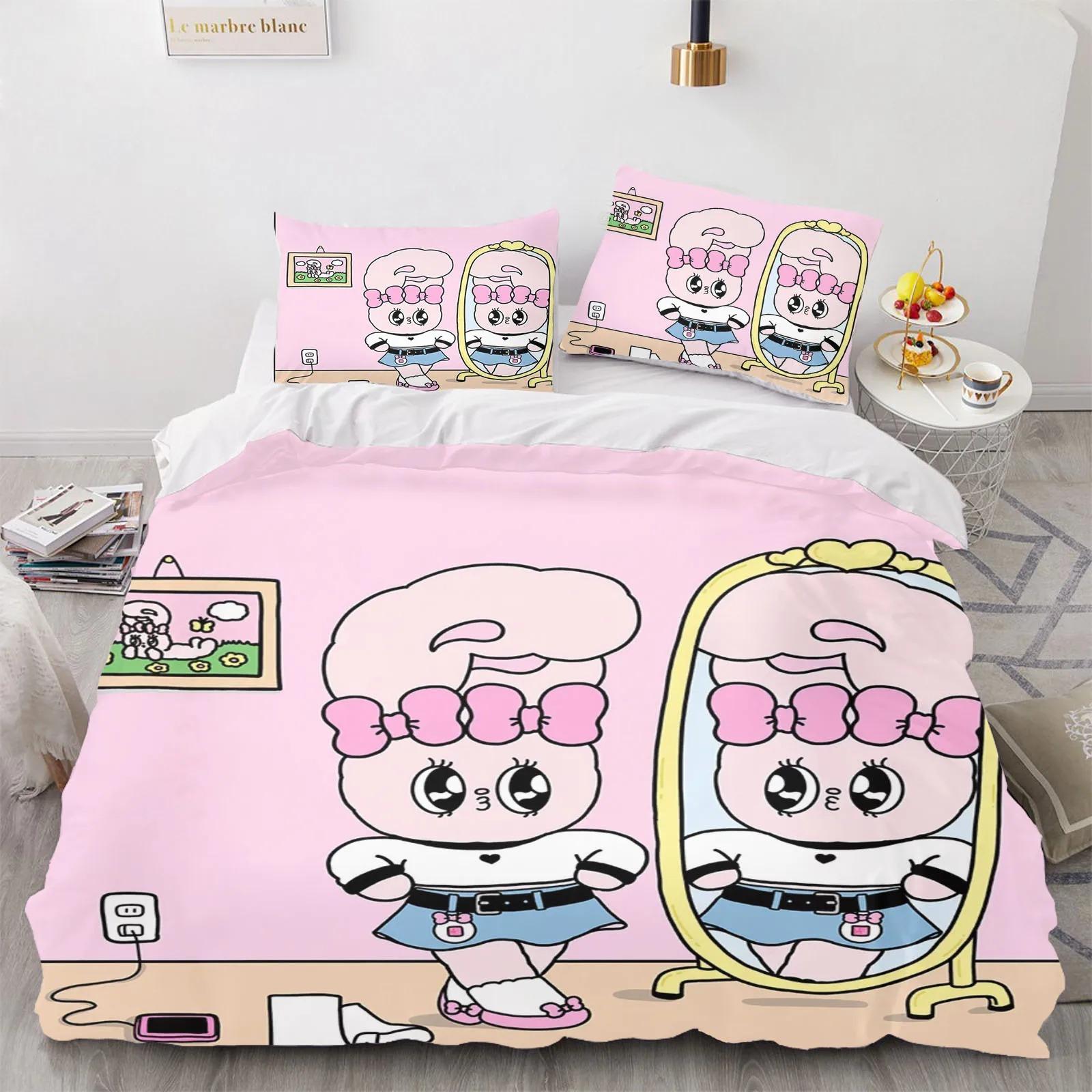 

Ai Si Le Bunny 100% полиэстер, комплект постельного белья с принтом аниме, пододеяльник, королева, хлопок, милый принт, мультяшный стеганый чехол EU Single 135x200cm