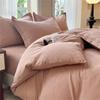 Conjunto de Capa de Edredom Cor Sólida de Algodão Lavado Japonês: Design Simples e Liso para Dormitório Estudantil - Cama de Solteiro/Casal - Coleção de Três Peças.