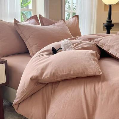 Japanisches Gewaschenes Baumwoll-Einfarbiges Bettbezug-Set: Einfaches schlichtes Design für Studentenwohnheim - Einzel-/Doppelbett - Dreiteilige Kollektion.