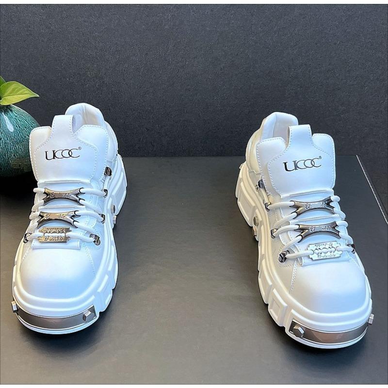 Fashion Men's Fashion Platform Sneakers Men Punk Muffin Shoes Male European Style Designer Leather Shoes Outdoor Trendy Cool Model Shoes