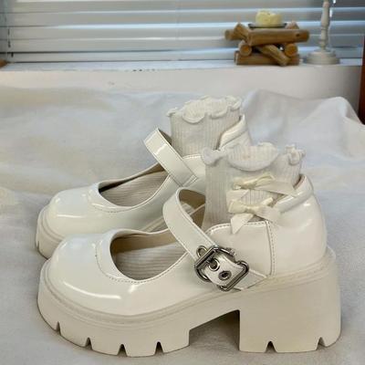 Fashion Lolita Schuhe Frauen Mary Jane 2024 Neue Vintage Mädchen Studenten JK Uniform High Heels Plattform Schuhe Cosplay Weiße Weibliche Schuhe
