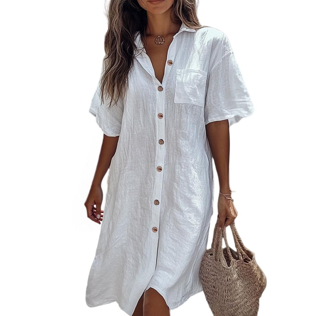 Women's Casual Short-sleeved Regular-length Plus-size Open Cardigan Dress