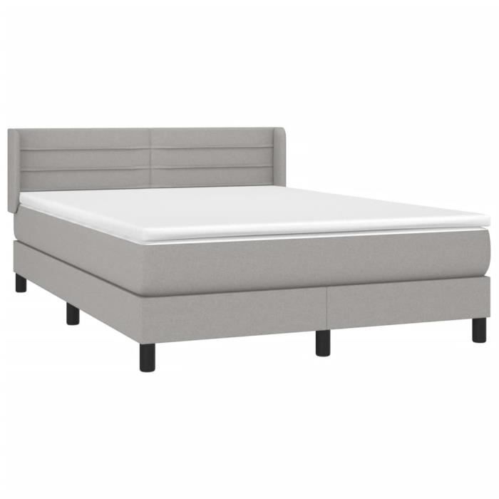 3129785 vidaXL Lit à sommier tapissier avec matelas Gris clair 140x190cm Tissu