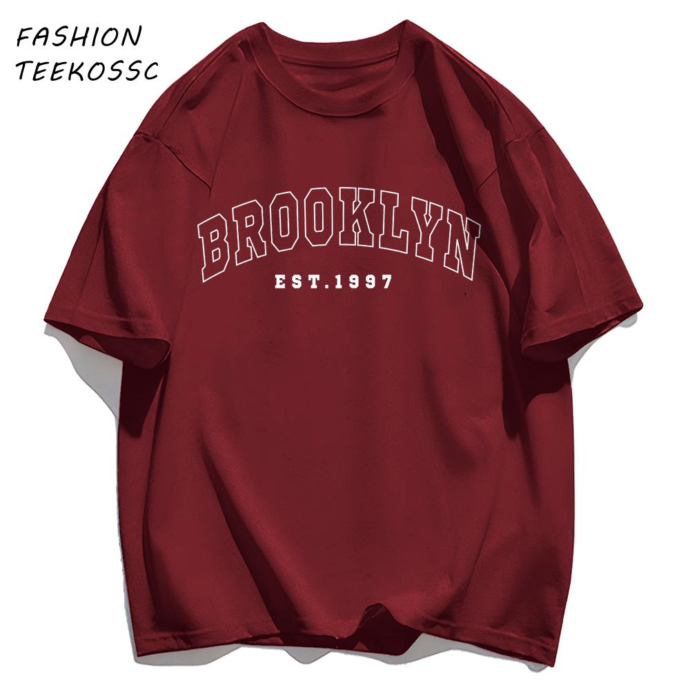 Brooklyn Est 1997 City Usa Printing Men TShirt Summer Casual T Shirts AllMatch Crewneck Tops Oversized Soft Streetwear