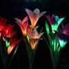 Solar Lily Flower Garden Lights - 3-Pack Colorful Set