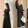 TOWYYO Long Korean Long Round Perfect for Relaxed Fits All Seasons Women's Dress, Style, Simple, Sleeve, Collar, Knit, Pleated, Breathable, Commuting,