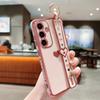 For Samsung Galaxy S26+ Case Wristband Kickstand Electroplated Love Heart TPU Phone Cover Finger Holder