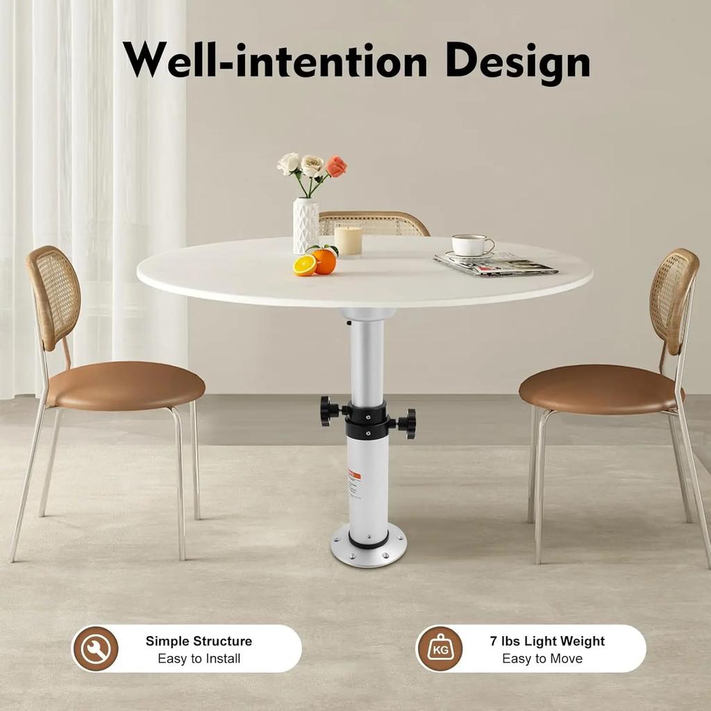 Pedestal Table Base, Adjustable Table Legs 16.9-29.1 inch, Table Pedestal Standfor Caravan,Marine Boat, Yacht(Silver)