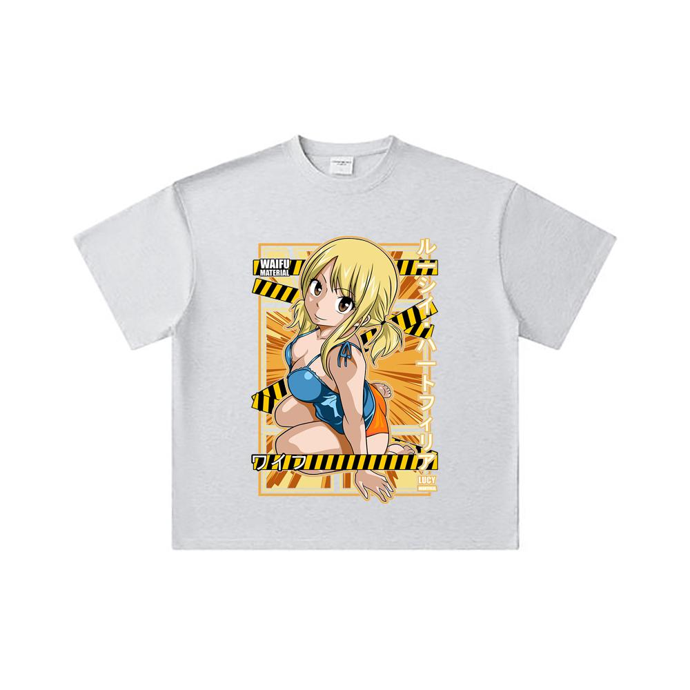 260 GSM Double Yarn 32 Count 100% Cotton Fairy Tail V1 Lucy Waifu Print Unisex Heavy Cotton T Shirt
