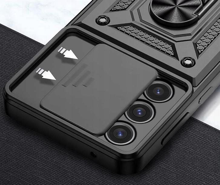 Case for Samsung Galaxy S24 FE ARMOR SLIDE RING REINFORCED CASE + 9H GLASS