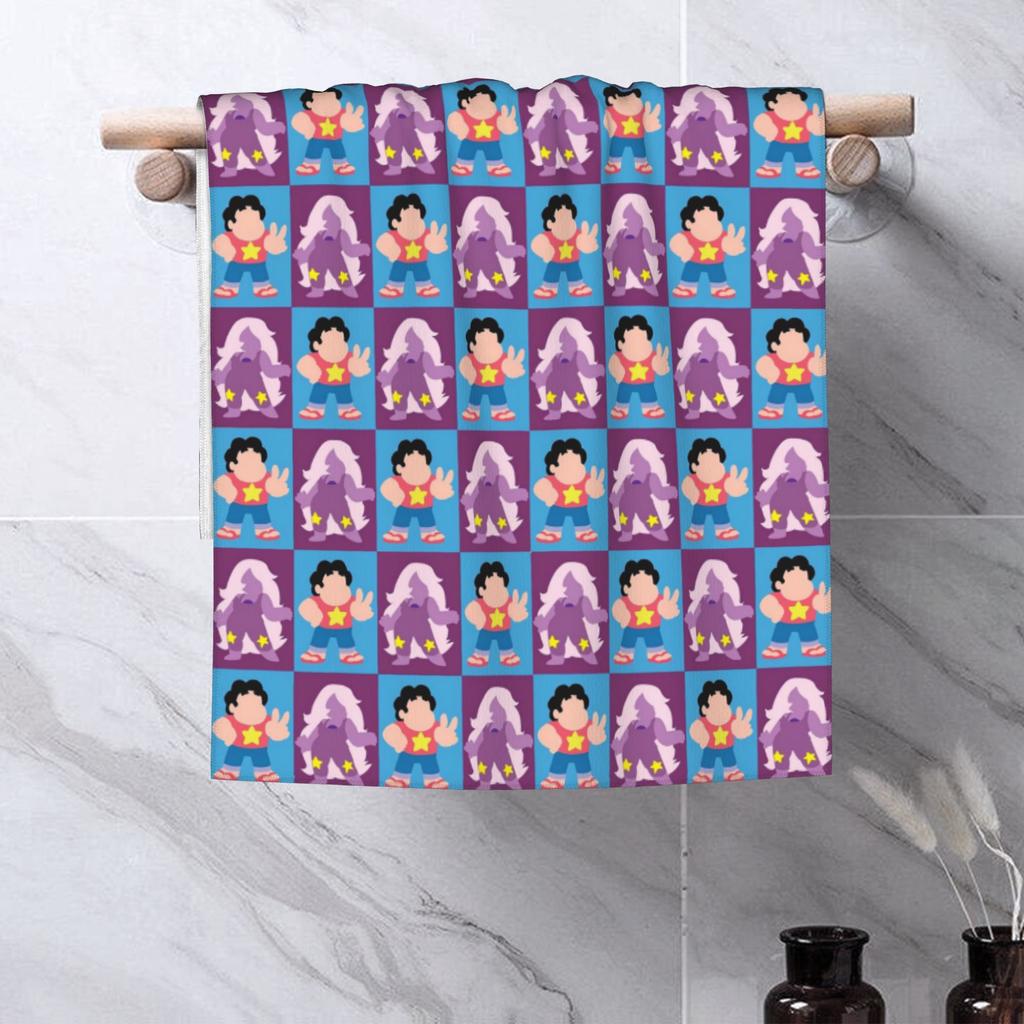 Steven Universe - Steven and Amethyst Soft Face Towel Quick Dry Pool Bath Cotton Towels Absorbent Quick