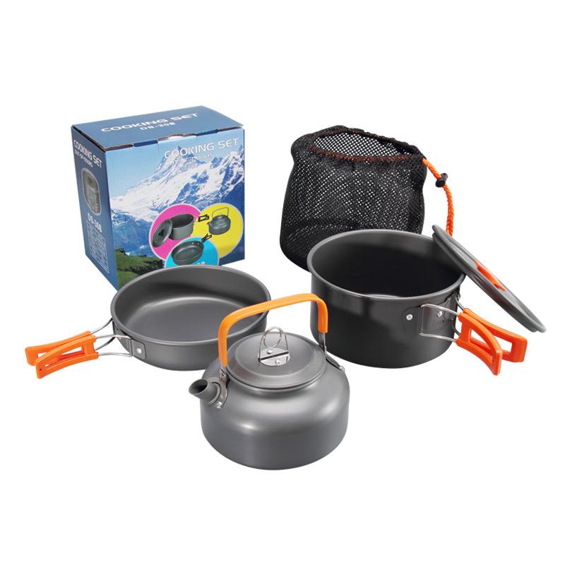 Camping Cookware Kit Outdoor Aluminum Cooking Set Water Kettle Pan Pot Travelling Hiking Picnic BBQ Tableware Equipment