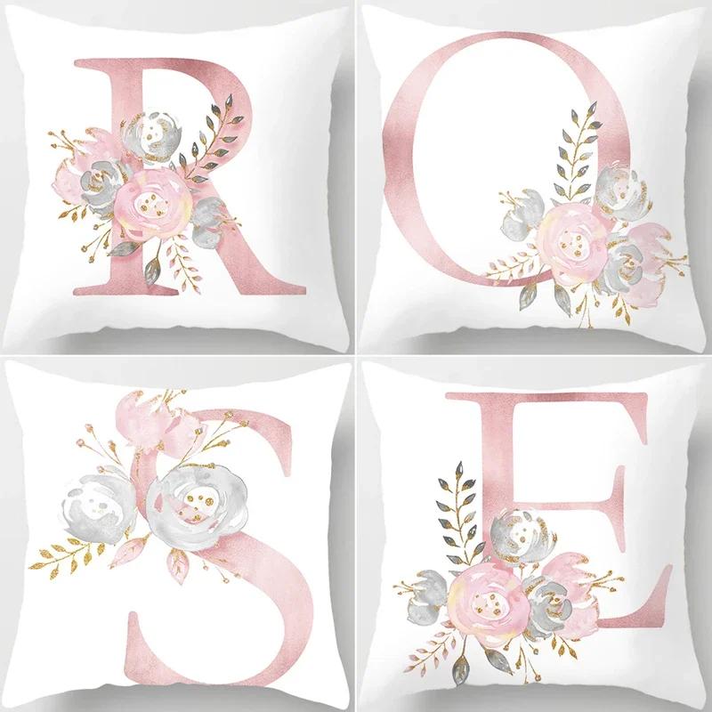 45X45Cm Pink Letter Cushion Pillowcase Decorative Sofa 40X40Cm Pillow Cases Autumn Decoration