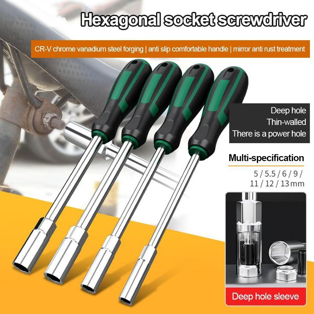 Useful Metal Socket Driver Hexagonal Multi-Purpose Hex Wrench 5-13mm Size Extend Driver Wrench Home Improvement