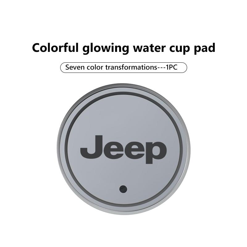 Car Water Cup Drinks Holder Coaster Luminous Mat Accessories For Jeep Cherokee Patriot Liberty Wrangler JK JL Commander AJU1