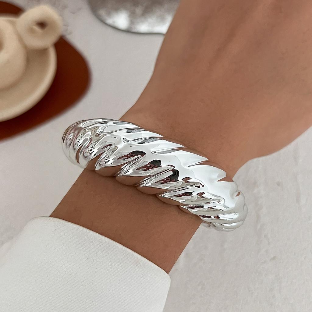 DIEZI Exaggerated Gold Silver Color CCB Cuff Bangles Vintage Punk Irregular Geometric Plastic Bangles Women Bracelet Men Jewelry