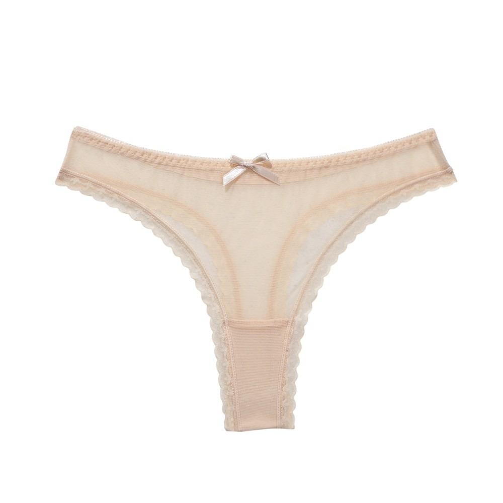 Soft Low Waist Briefs Traceless T-back Panties Fashion Lace Transparent Thongs Daily Wear
