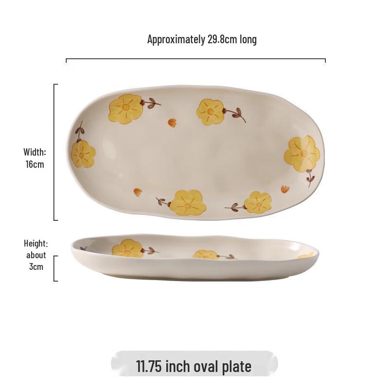 Nordisk Stil Gul Blommig Keramisk Servis Set