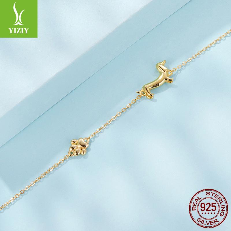 Dachshund Dog Bracelet Female, Simple And Cute Animal Dog S925 Sterling Silver Bracelet Jewelry