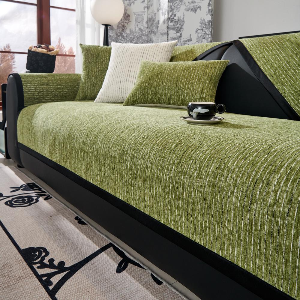 

Light Luxury High-End Sofa Cushion Universal In All Seasons New Non-Slip Seat Cushion Leather Sofa Cover Full Cover Cloth Towel 70*70cm зелёный