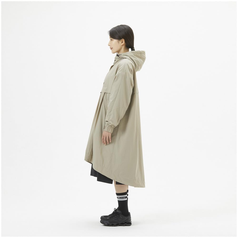 Mizuno Breath Thermo Thermal Mesh Machine Mocha Beige Coat, Lightweight, Water-Repellent, Heat-Generating, Washable, Women's,