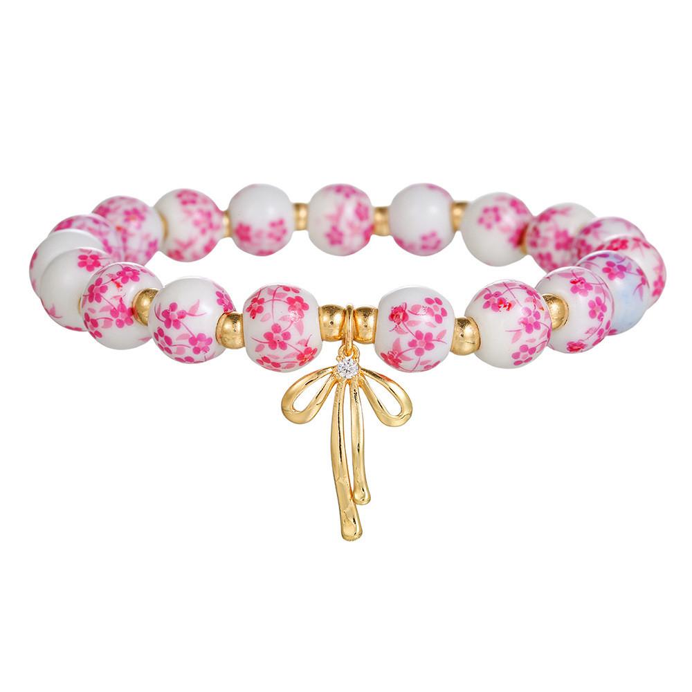 Chinese Style Blue And White Porcelain Bead Bracelet With Butterfly Pendant Handmade For Gift Travel Souvenir