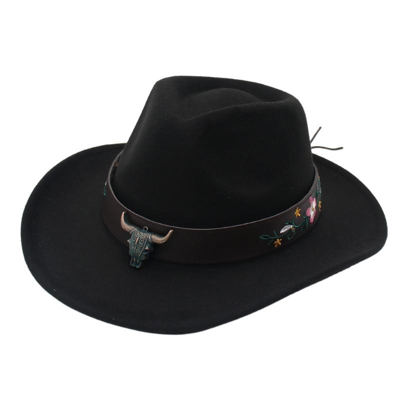 Western Cowboy Hat Dance Performance Jazz Hat Belt Accessories Felt Hat Studio Couple Hat
